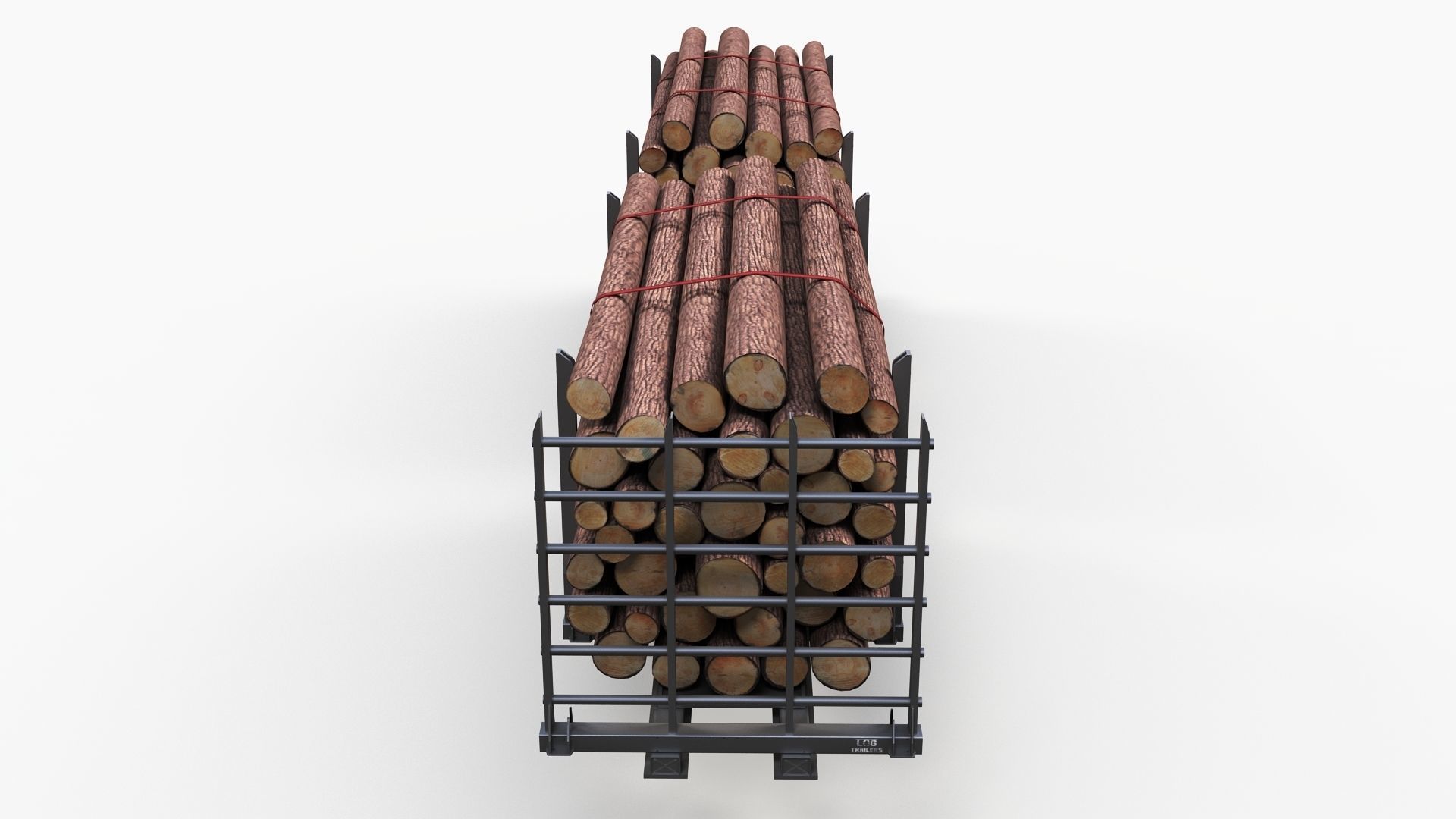 Log trailer Low-poly 3D model_6