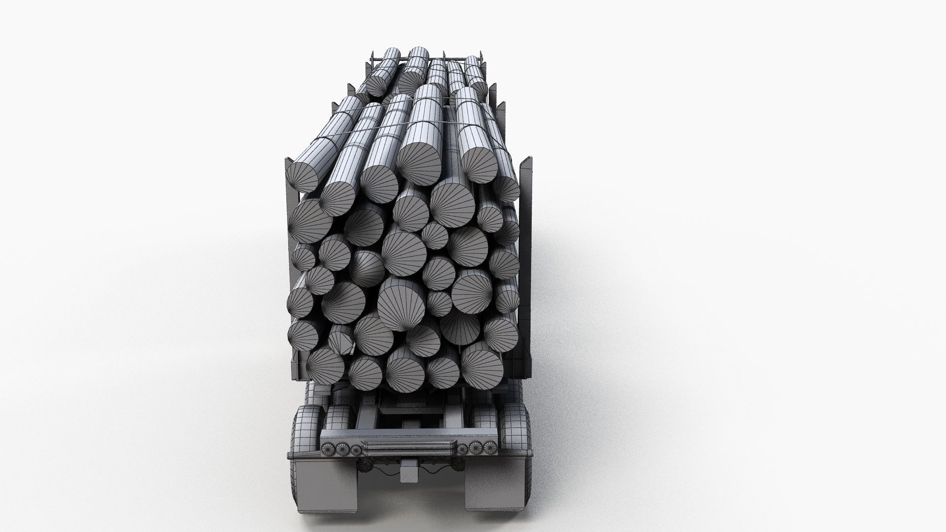 Log trailer Low-poly 3D model_14