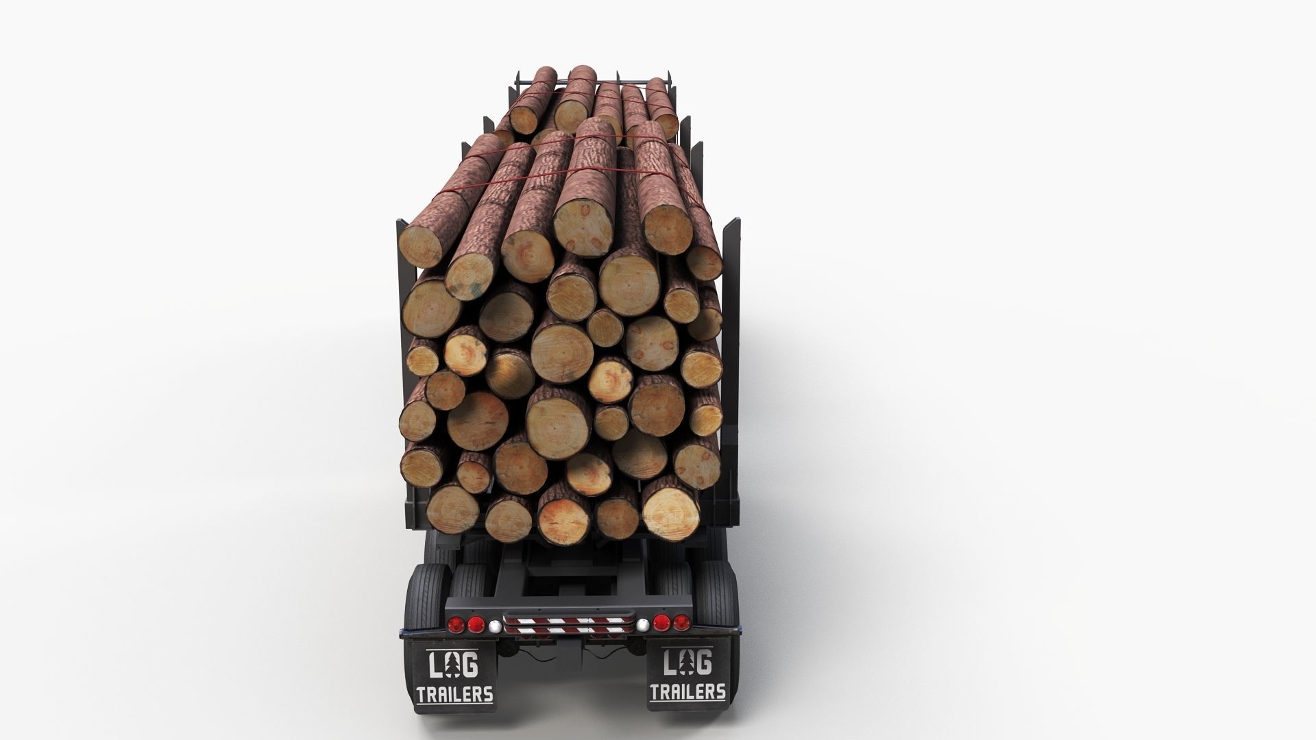 Log trailer Low-poly 3D model_7