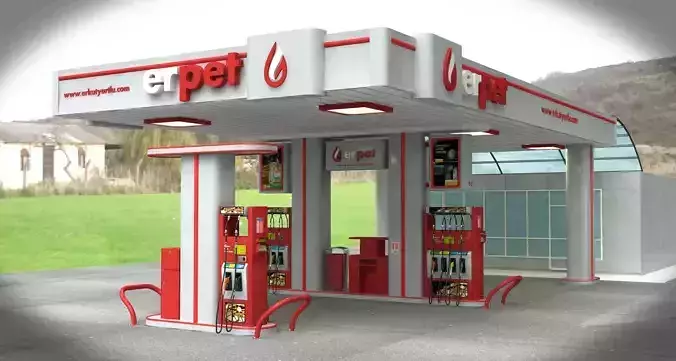 High Detail Gas Petrol Station 3D model