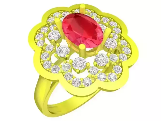 5444 Diamond Women Ring Flower Oval Diamond 