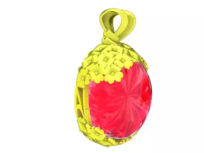 Women Pendant Flower with Ruby Oval 5445A