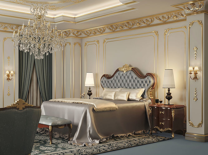 Classic luxury Master Bedroom French style 3D model CGTrader