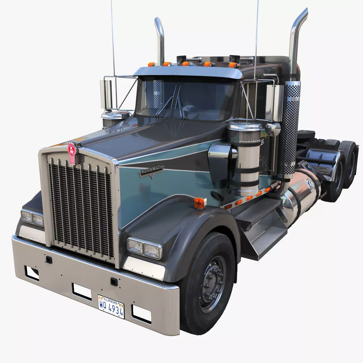 Kenworth w900 daycab truck Low-poly 3D model_0