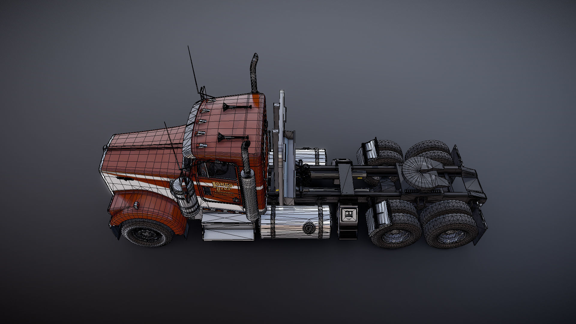 Kenworth w900 daycab truck Low-poly 3D model_35