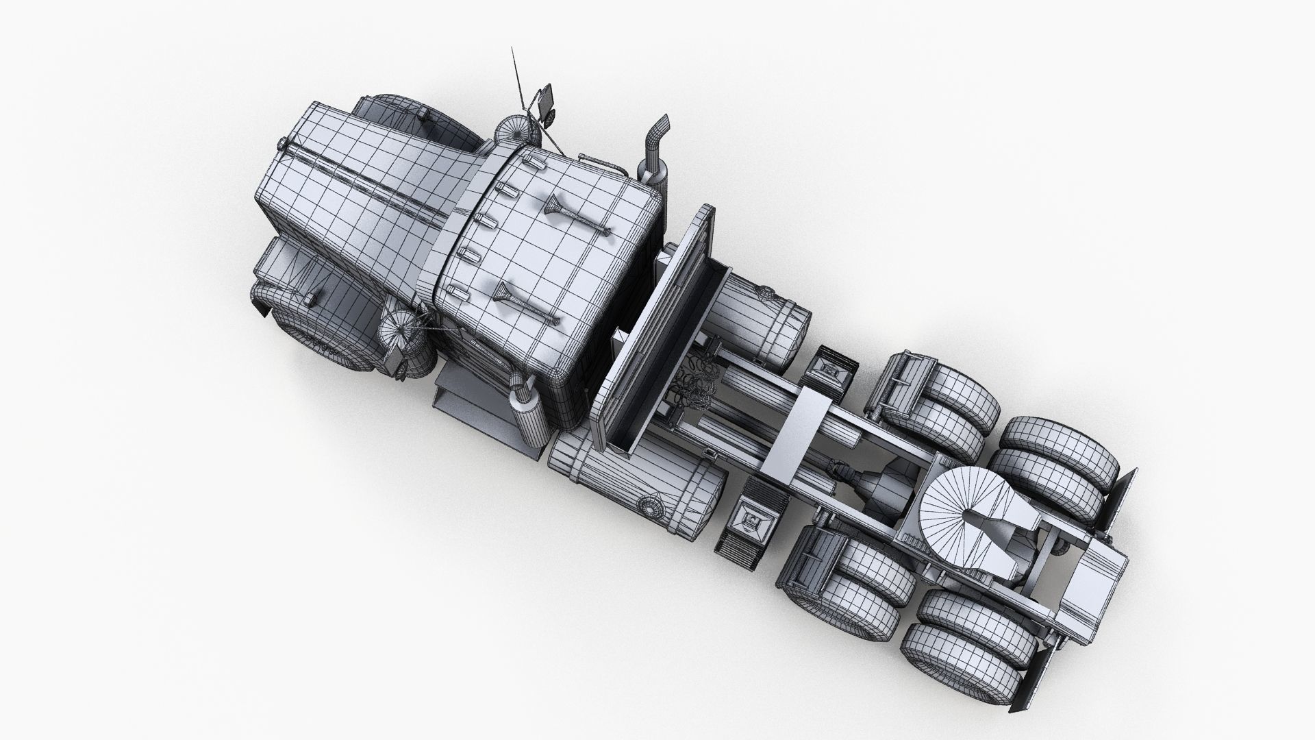 Kenworth w900 daycab truck Low-poly 3D model_15