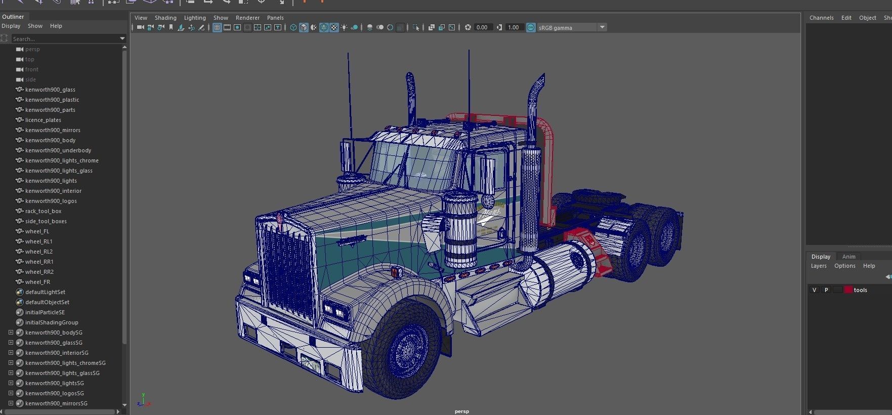Kenworth w900 daycab truck Low-poly 3D model_17