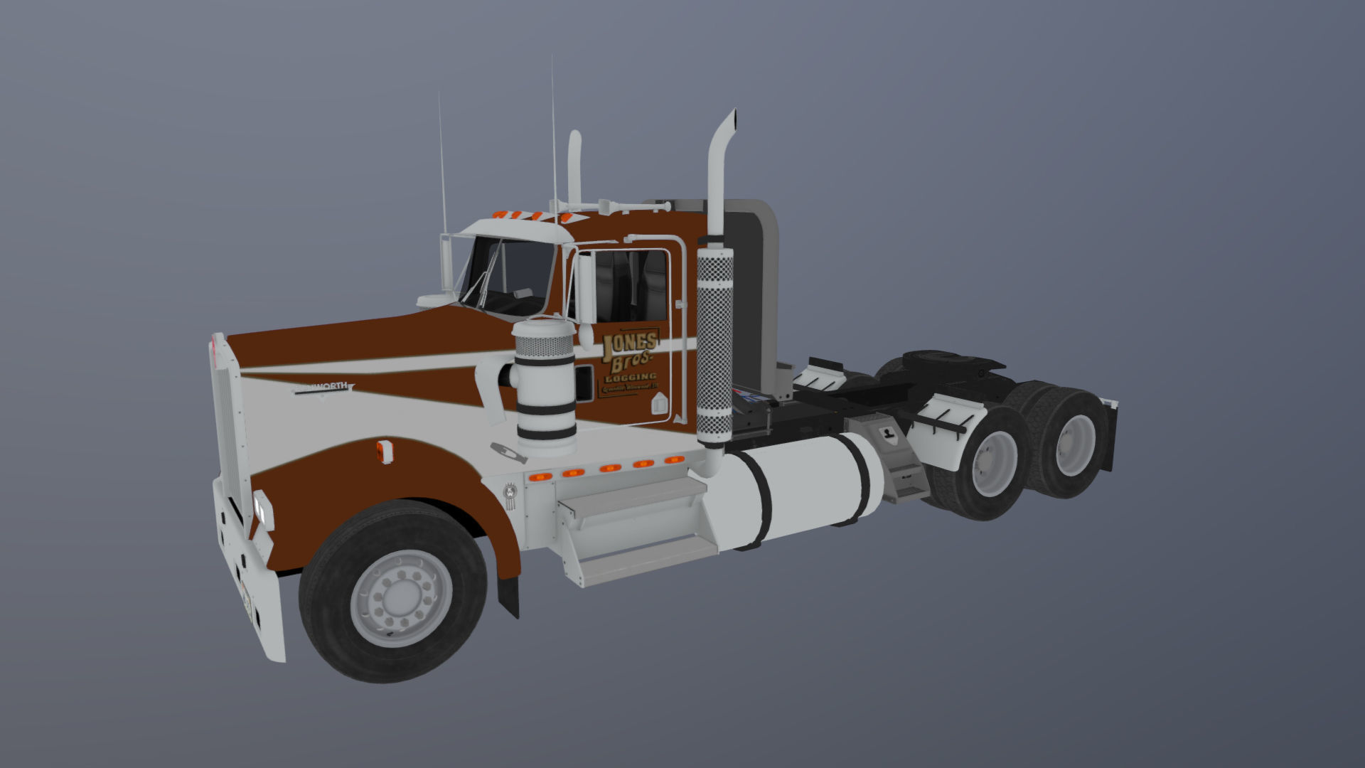 Kenworth w900 daycab truck Low-poly 3D model_41