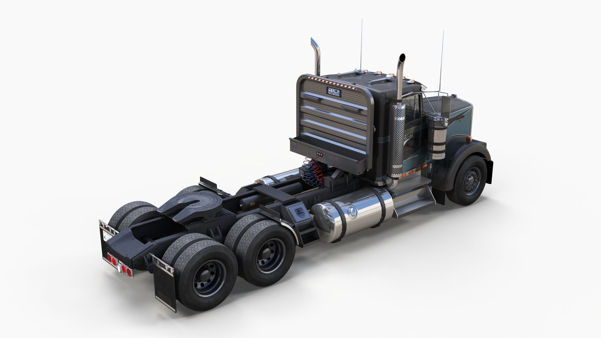 Kenworth w900 daycab truck Low-poly 3D model_2