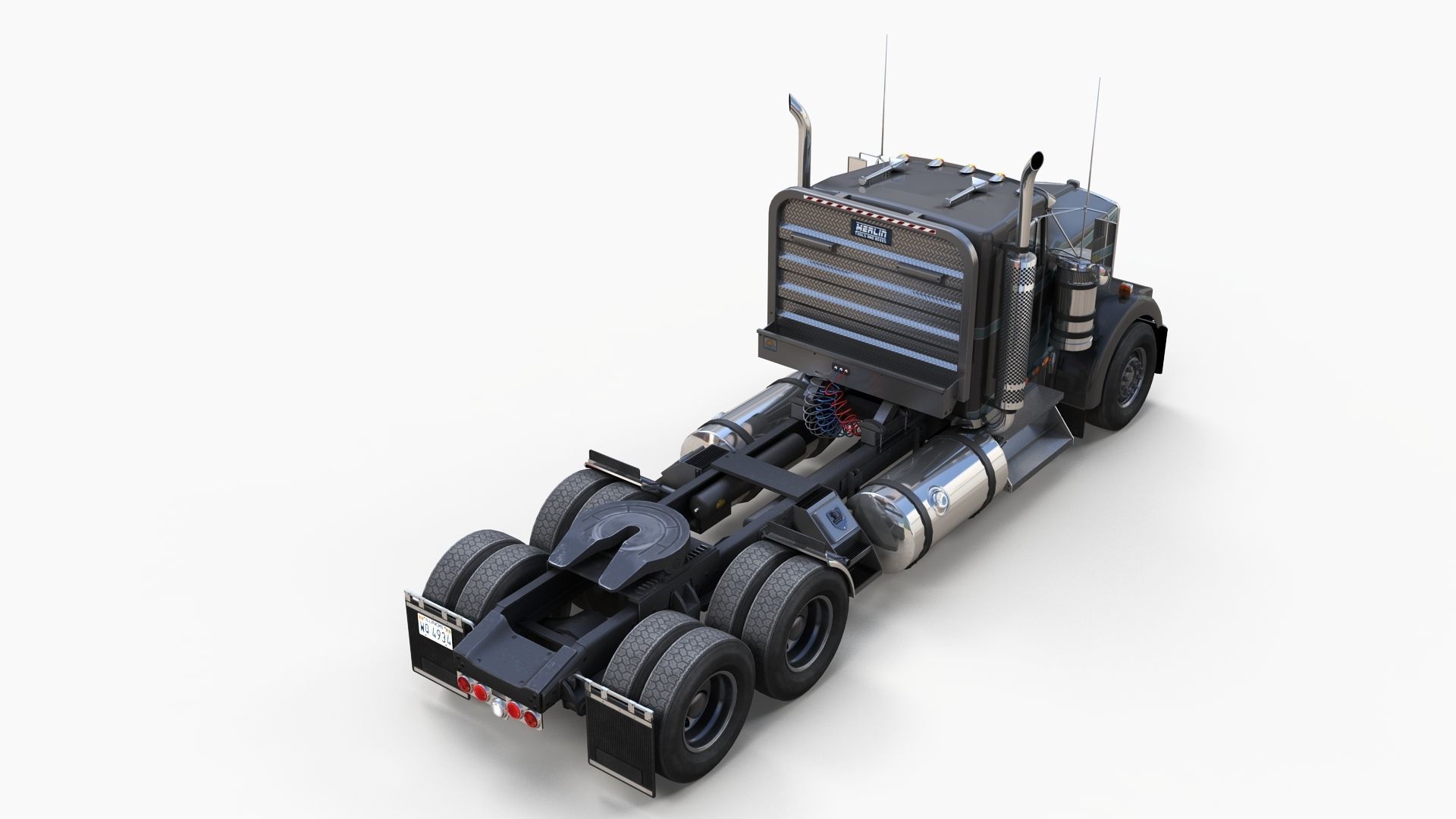 Kenworth w900 daycab truck Low-poly 3D model_4