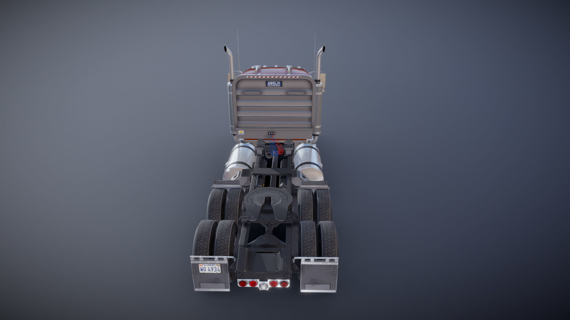 Kenworth w900 daycab truck Low-poly 3D model_32