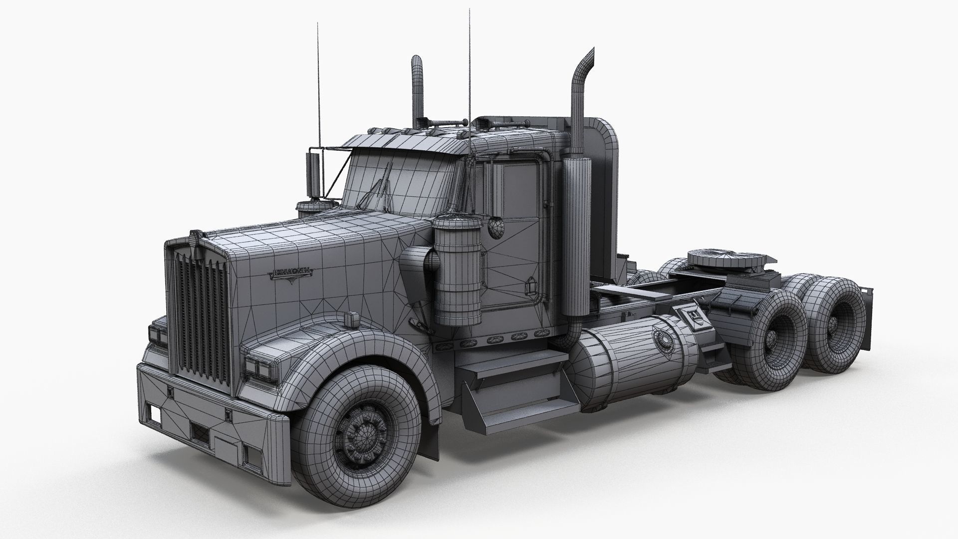 Kenworth w900 daycab truck Low-poly 3D model_14