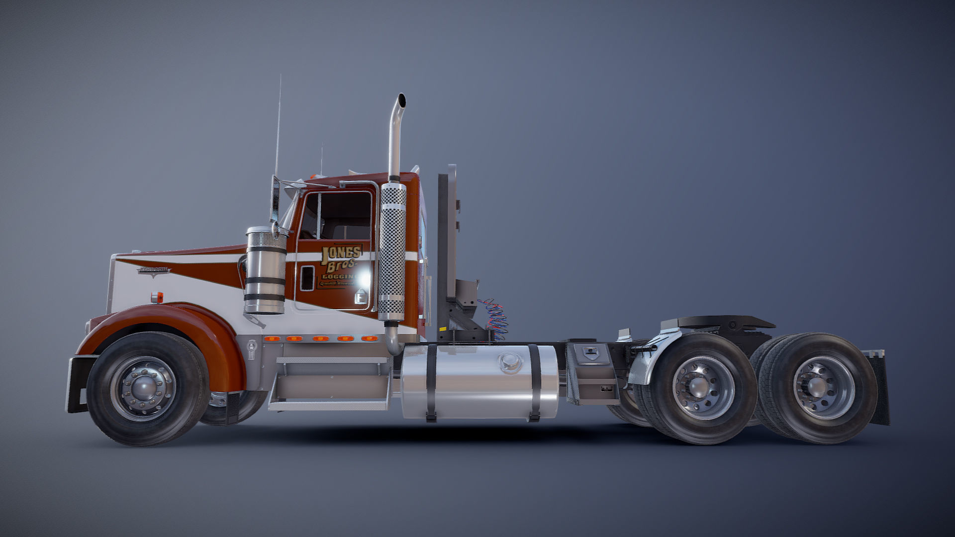 Kenworth w900 daycab truck Low-poly 3D model_29