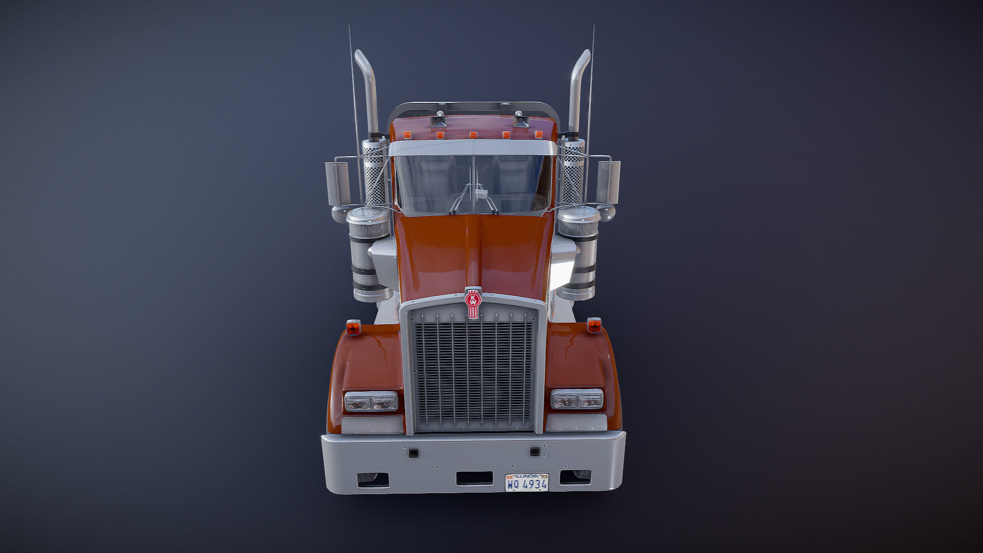 Kenworth w900 daycab truck Low-poly 3D model_31