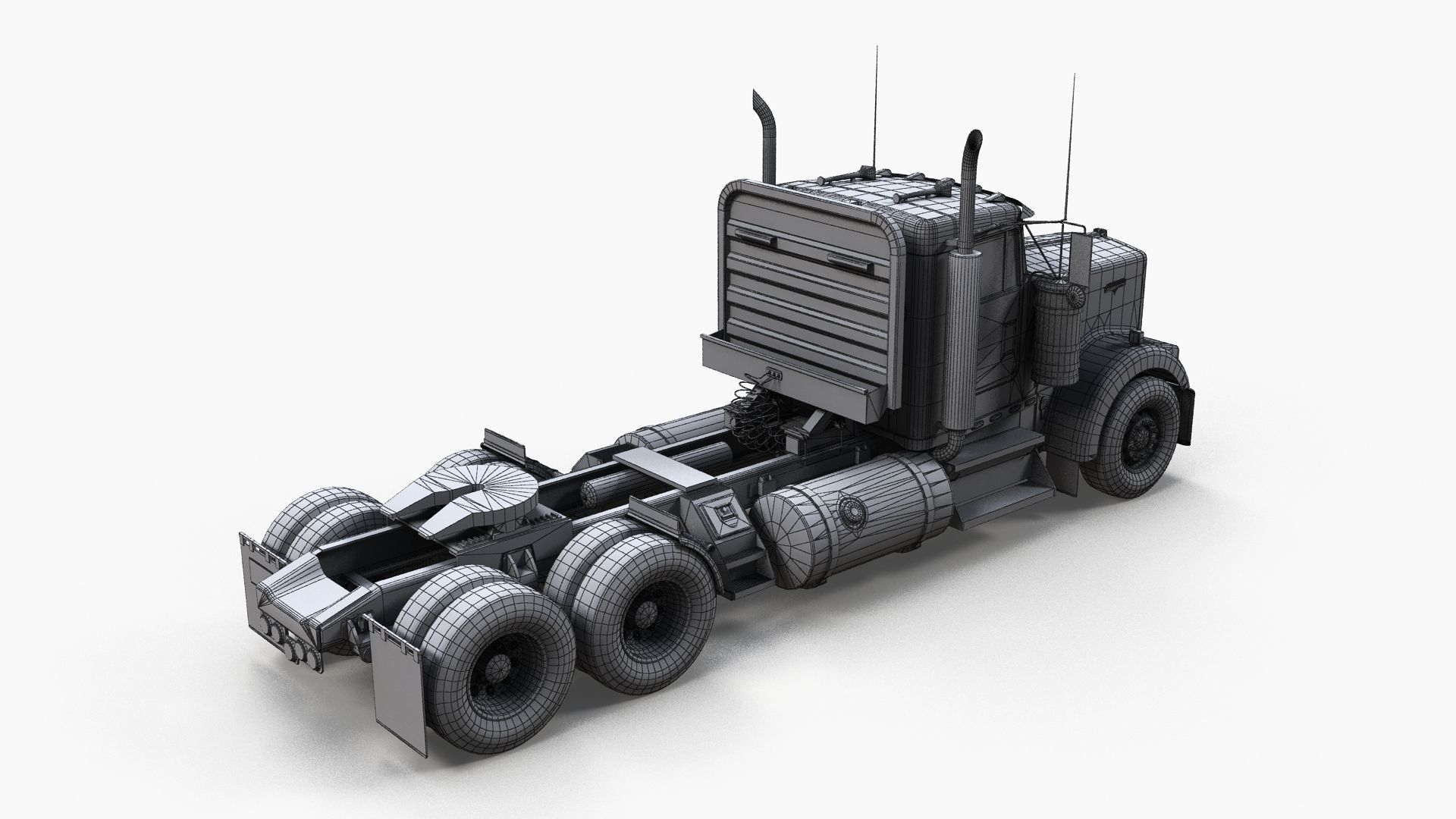 Kenworth w900 daycab truck Low-poly 3D model_10