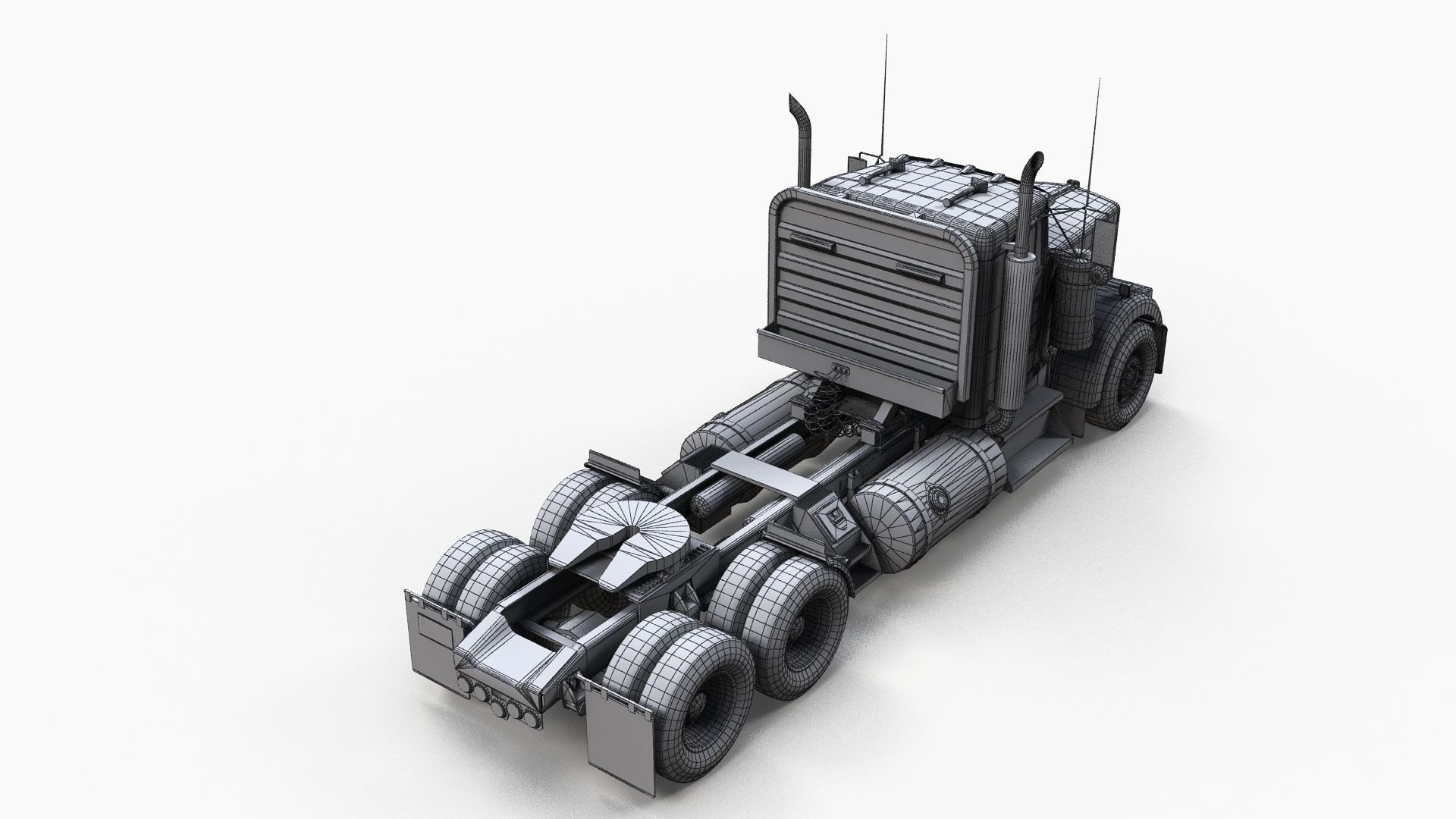 Kenworth w900 daycab truck Low-poly 3D model_13