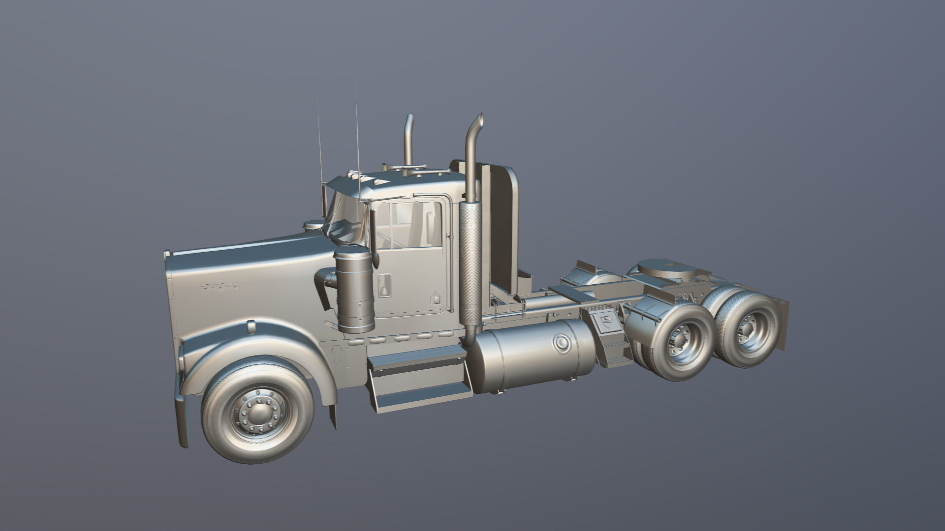 Kenworth w900 daycab truck Low-poly 3D model_40