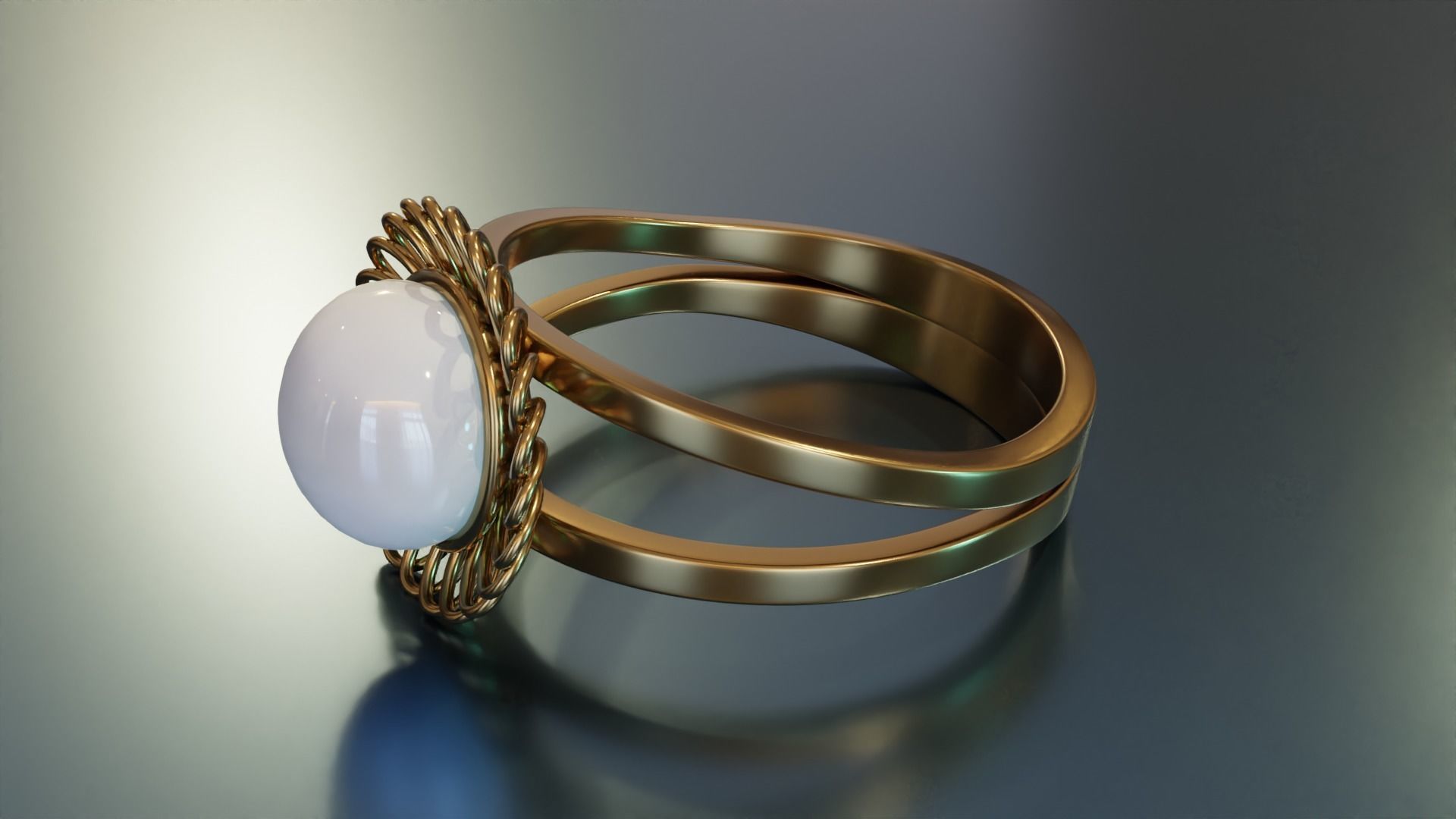 Pearl Ring 3D print model_4