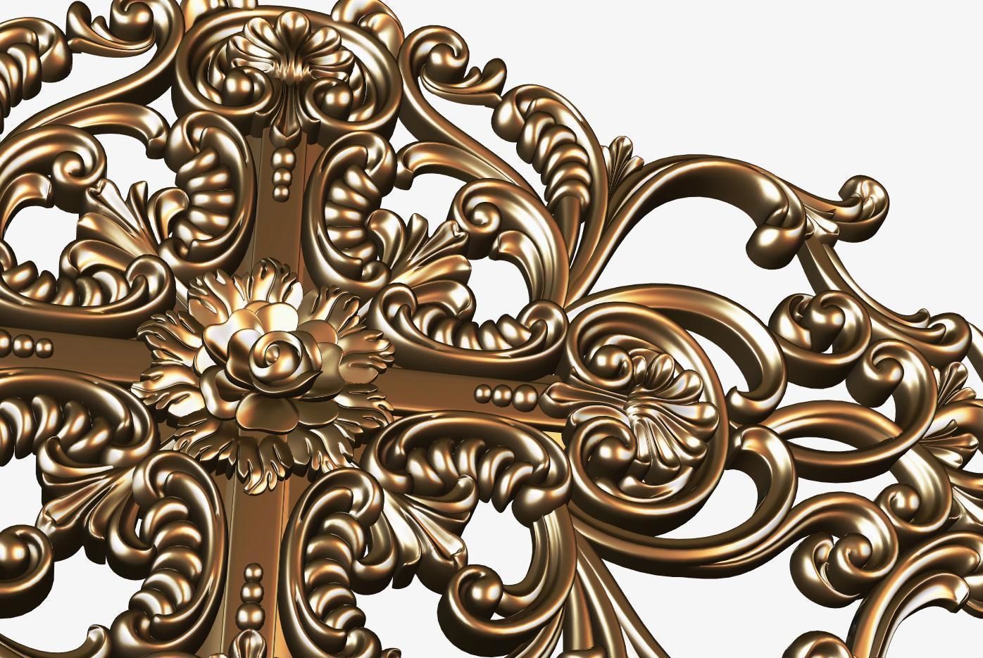 Carved decor ornament for cnc 3D model_7