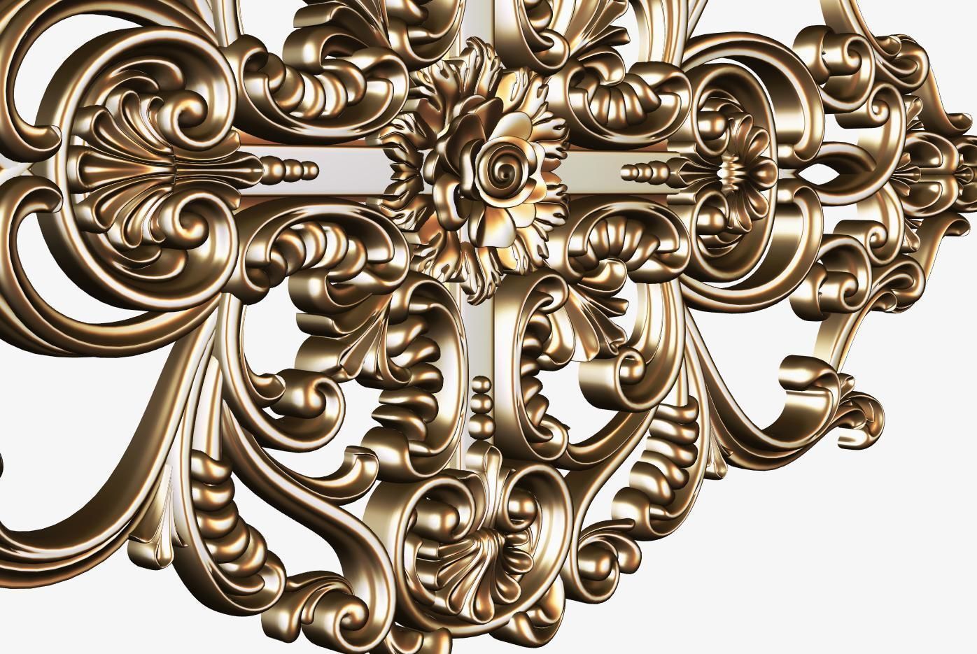 Carved decor ornament for cnc 3D model_6