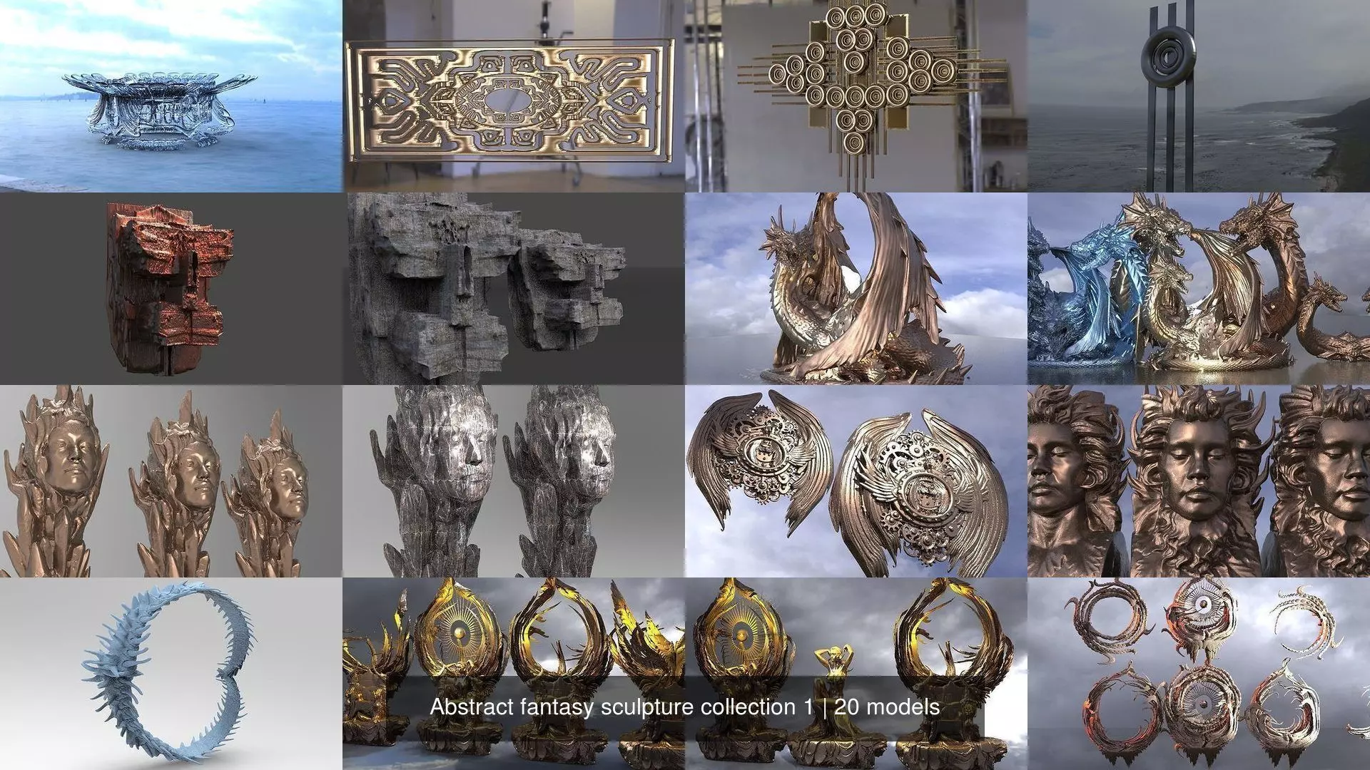 Abstract fantasy sculpture collection 1 _0