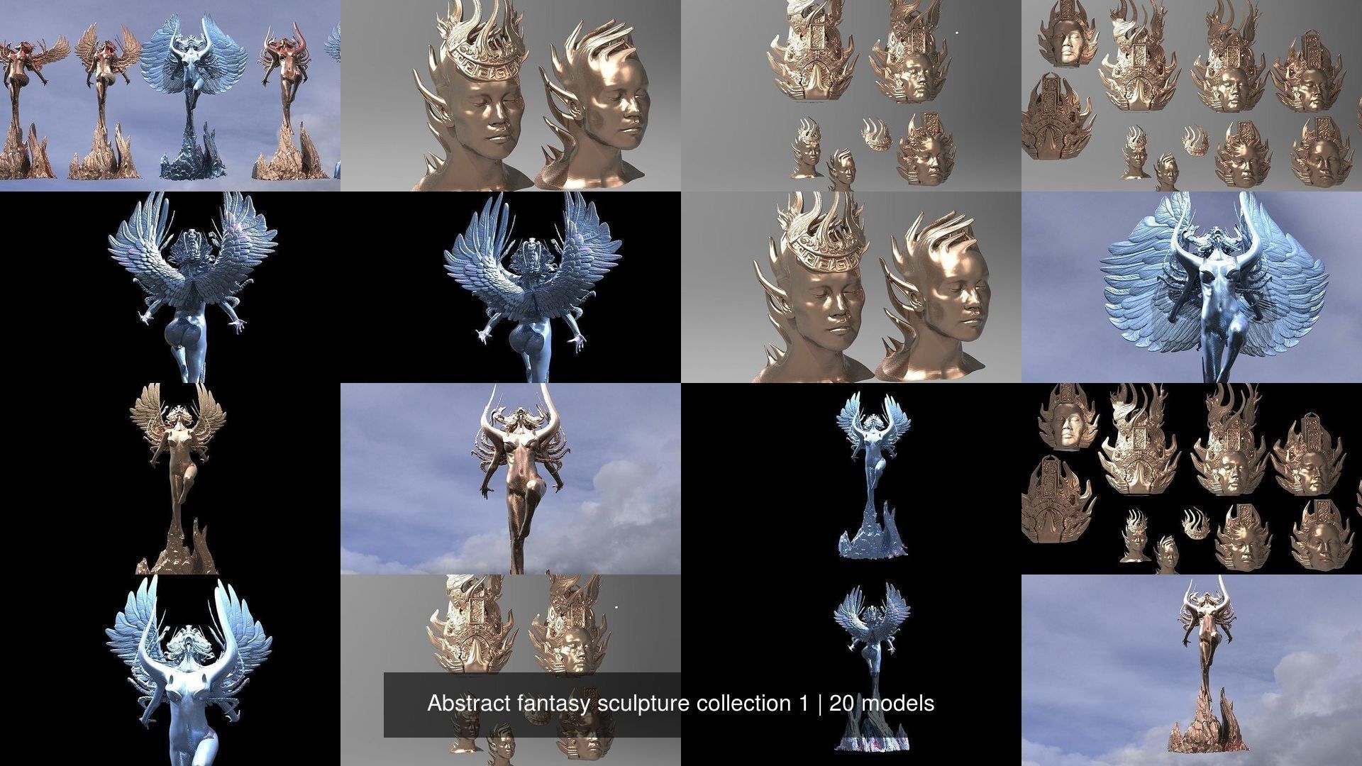 Abstract fantasy sculpture collection 1 _2