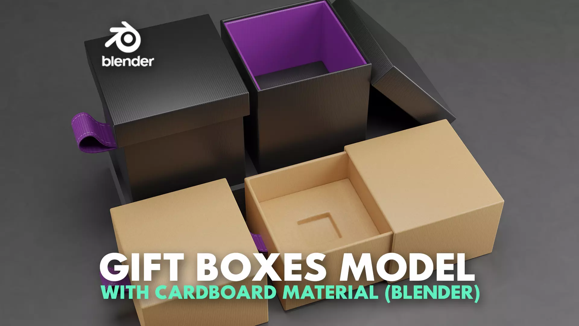 Gift Boxes Model with Cardboard Material - Blender Low-poly 3D model_0