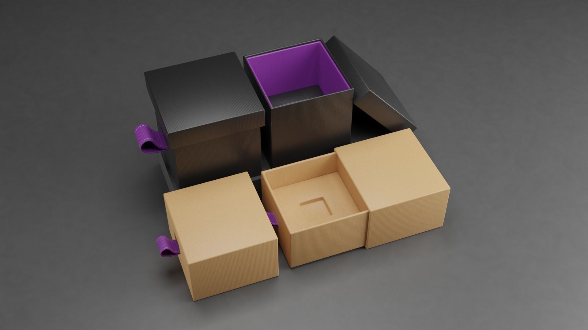 Gift Boxes Model with Cardboard Material - Blender Low-poly 3D model_2