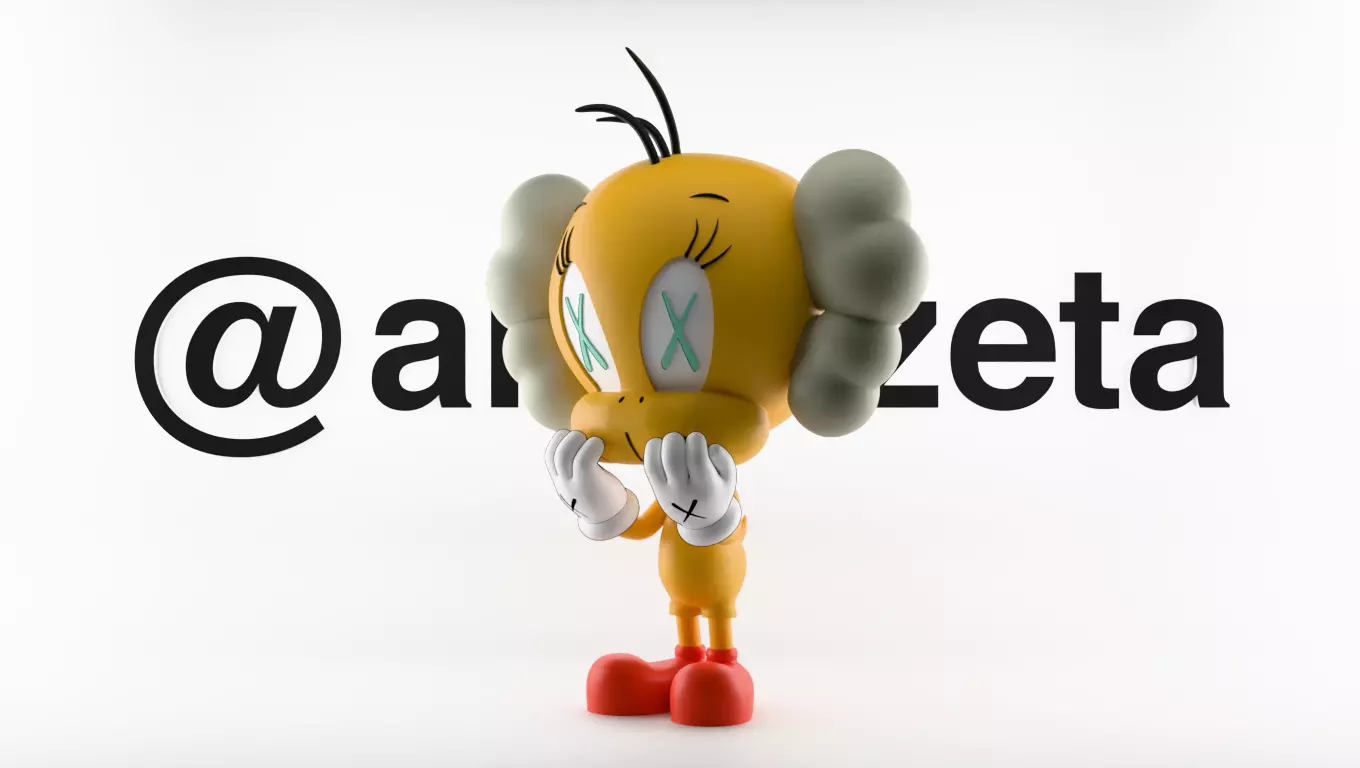 Kaws Tweety Textured Low-poly 3D model_0