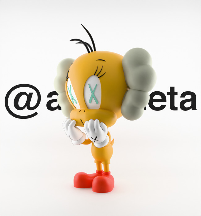 Kaws Tweety Textured Low-poly 3D model_5