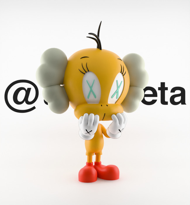 Kaws Tweety Textured Low-poly 3D model_35