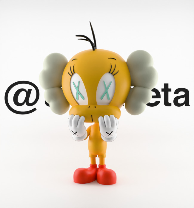 Kaws Tweety Textured Low-poly 3D model_2