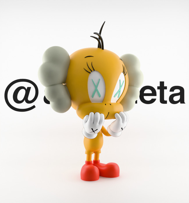 Kaws Tweety Textured Low-poly 3D model_34