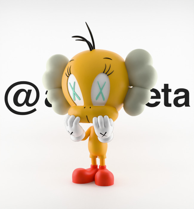 Kaws Tweety Textured Low-poly 3D model_3