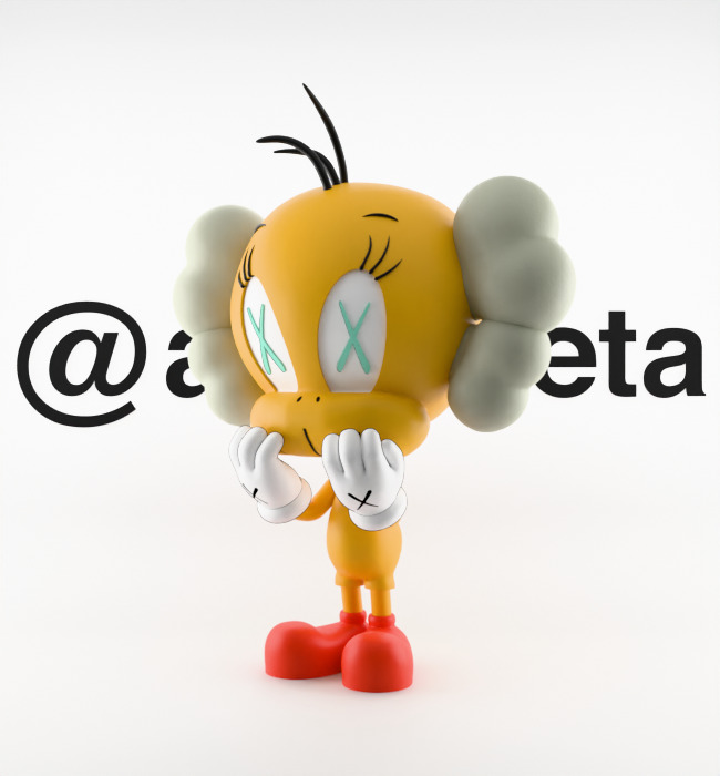 Kaws Tweety Textured Low-poly 3D model_4