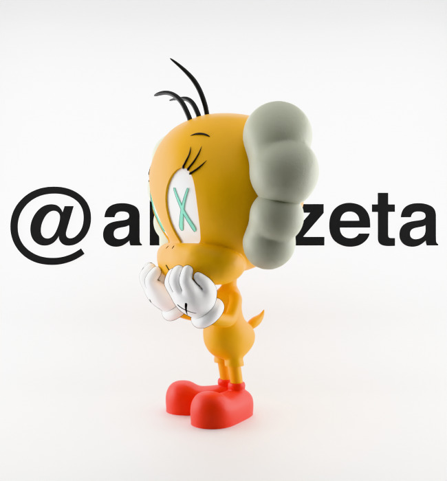 Kaws Tweety Textured Low-poly 3D model_7