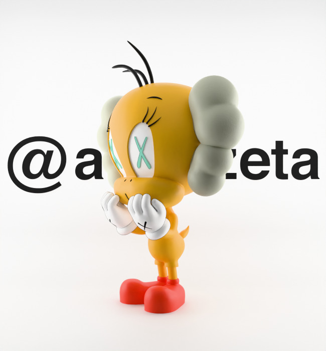 Kaws Tweety Textured Low-poly 3D model_6