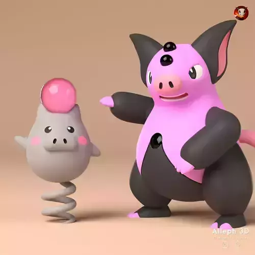 Pokemon spoink evolution pack 3D print model