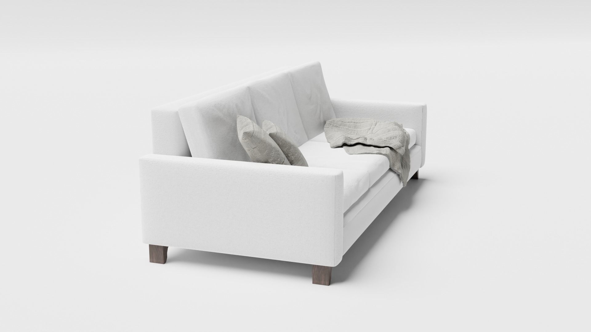 White Couch Low-poly 3D model_1