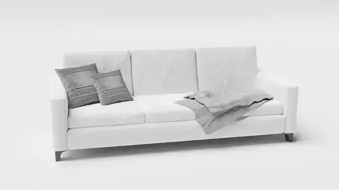 White Couch Low-poly 3D model