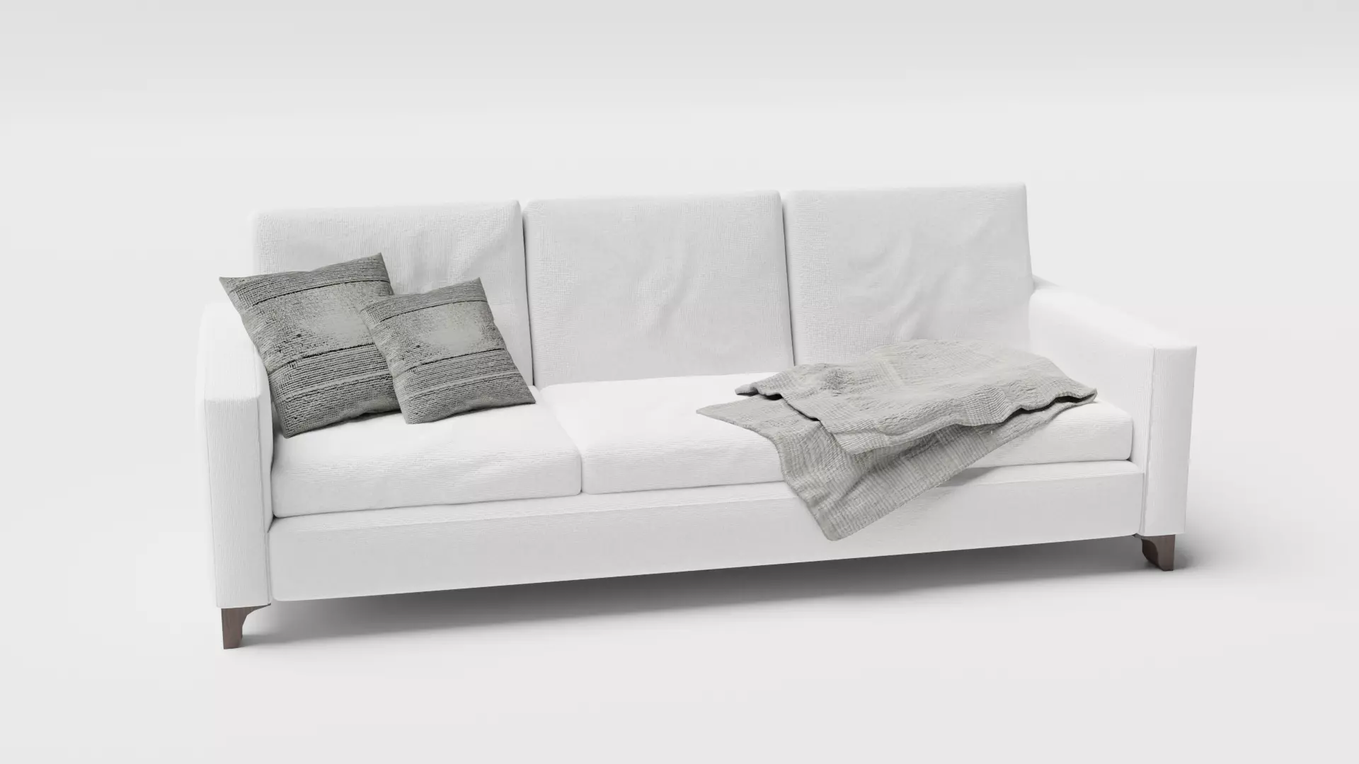 White Couch Low-poly 3D model_0