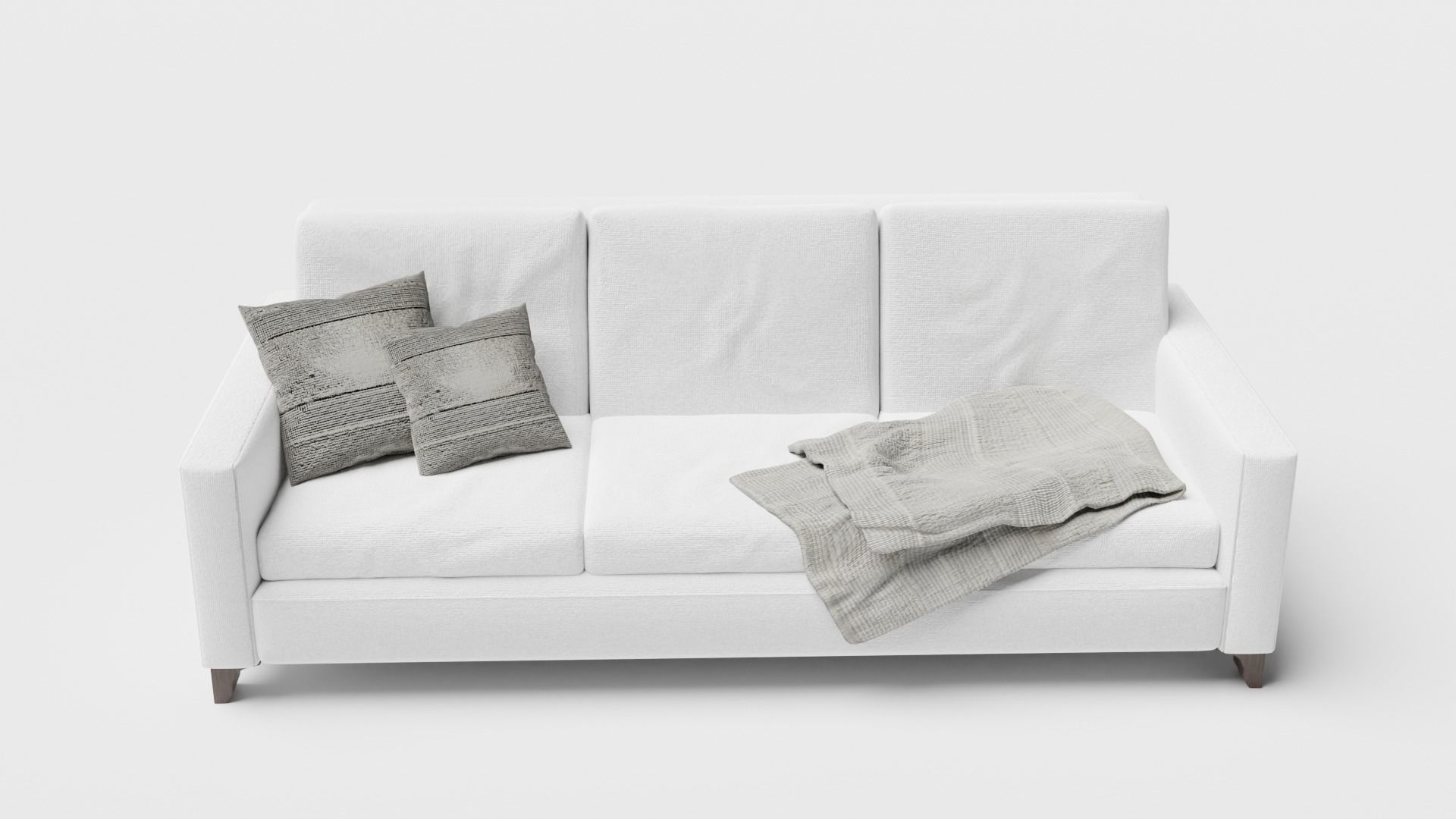 White Couch Low-poly 3D model_4