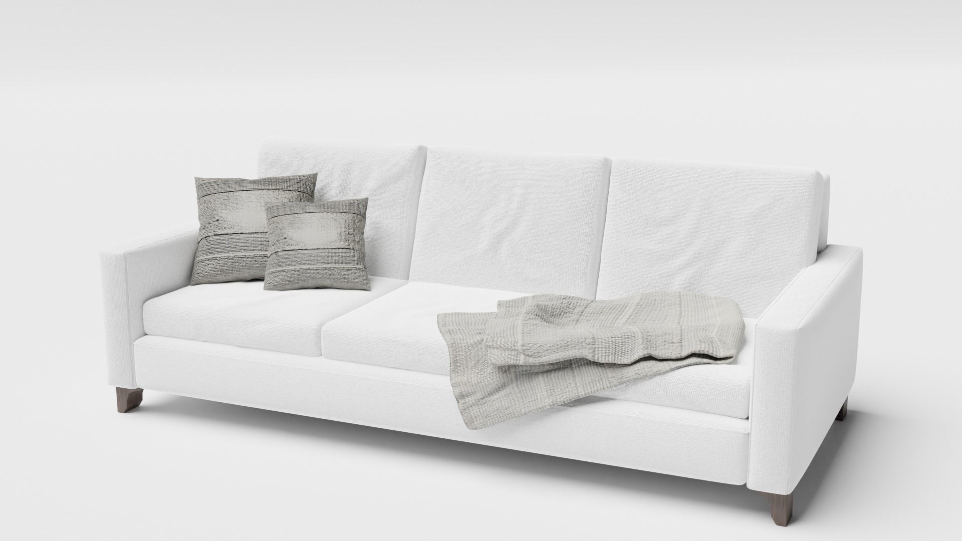 White Couch Low-poly 3D model_3