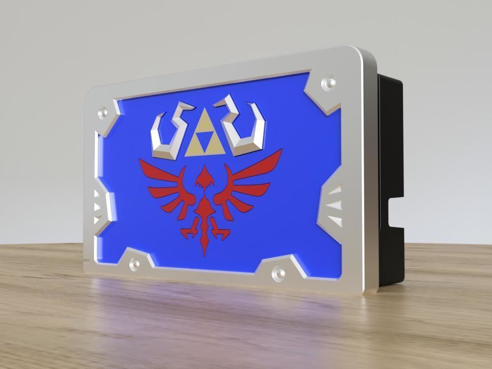 Faceplate Hylian shield for Nintendo switch Dock 3D print model_1