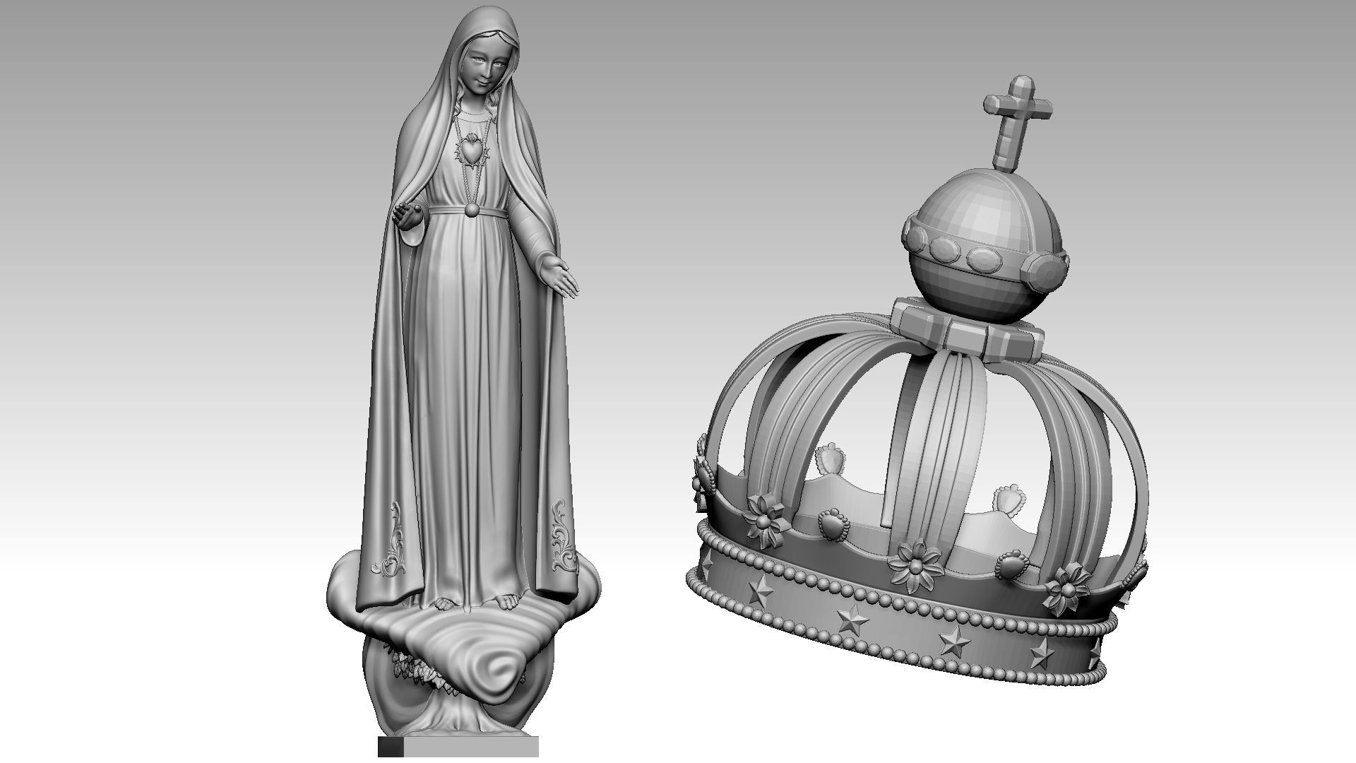 Virgin Mary appears at Fatima - Rosary Queen 3D print model_8