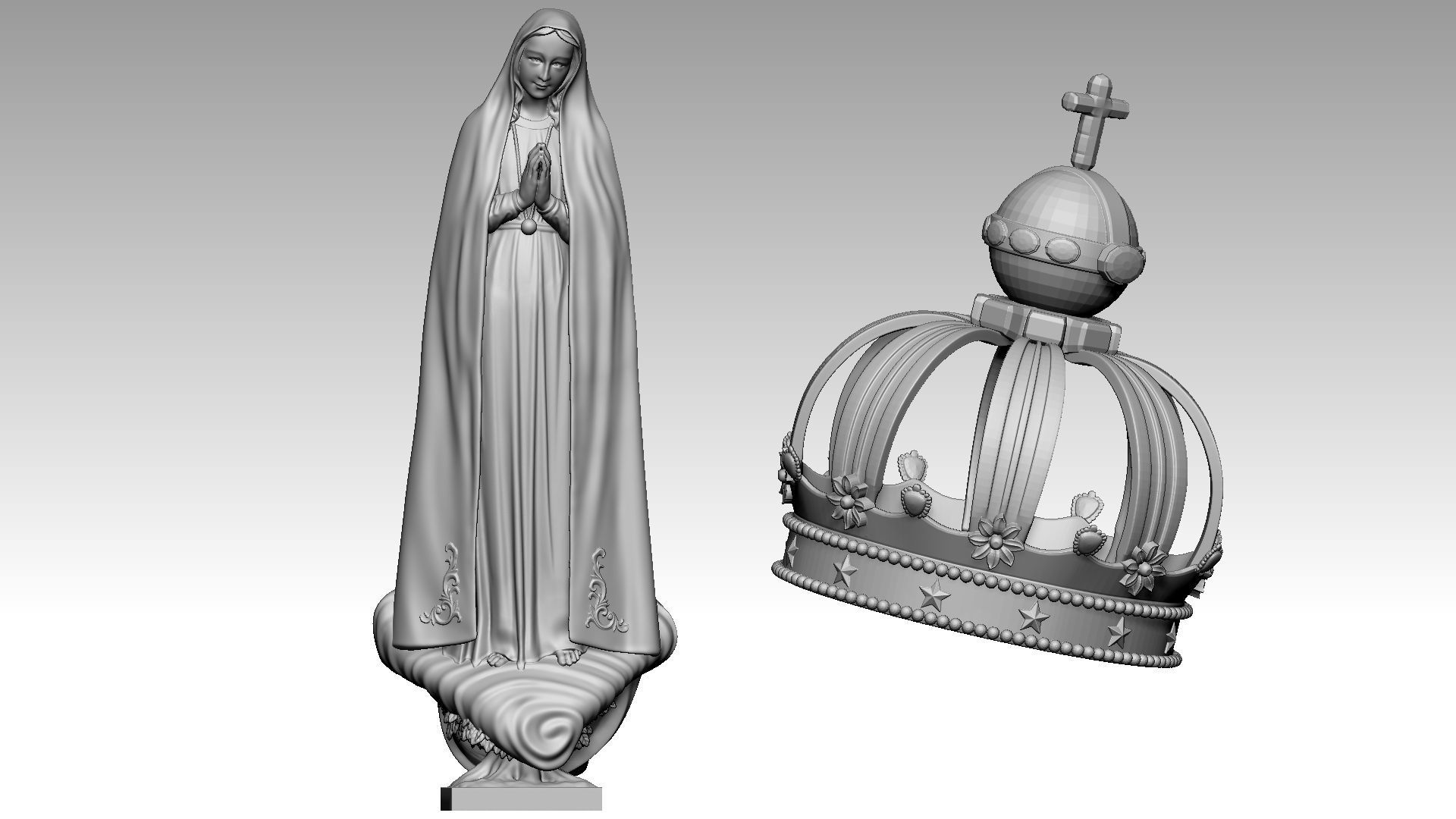 Virgin Mary appears at Fatima - Queen of Peace 3D print model_8
