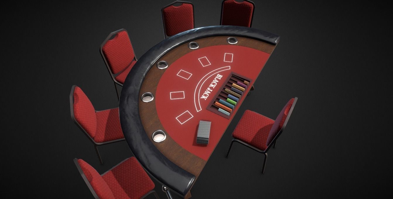 blackjack table Low-poly 3D model_2
