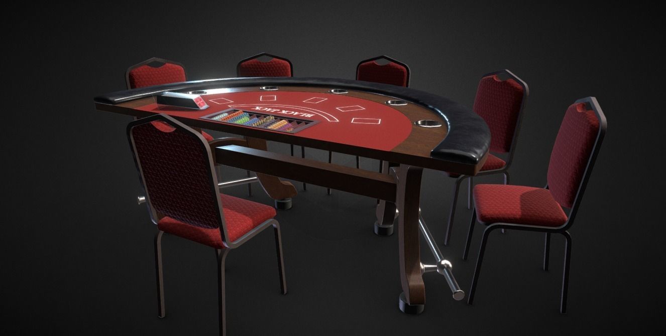 blackjack table Low-poly 3D model_1