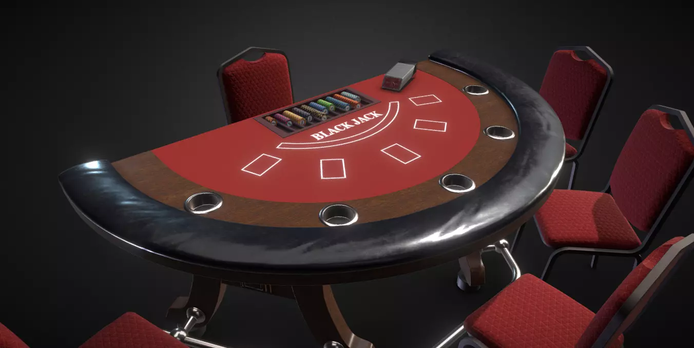 blackjack table Low-poly 3D model_0