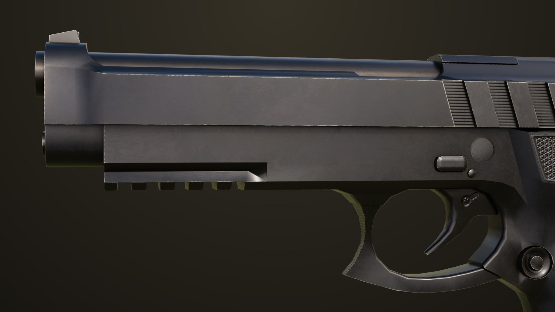 Pistol 01 Black Generic All PBR Unity UE Textures Included Low-poly 3D model_9